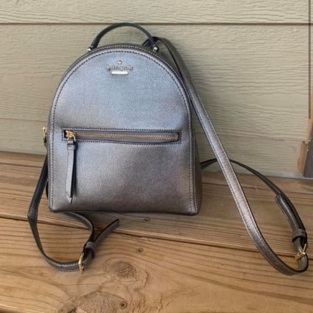 KATE SPADE BRAND NWOT SILVER GREY MINI BACKPACK